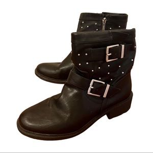 Sam Edelman Black Studded Buckle Motorcycle Boots womena 8.5